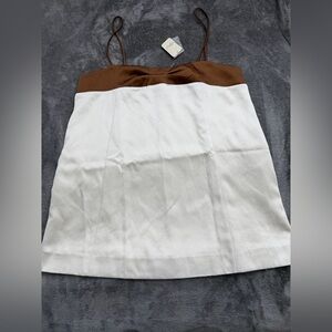 Free People Brown and White Mini Dress